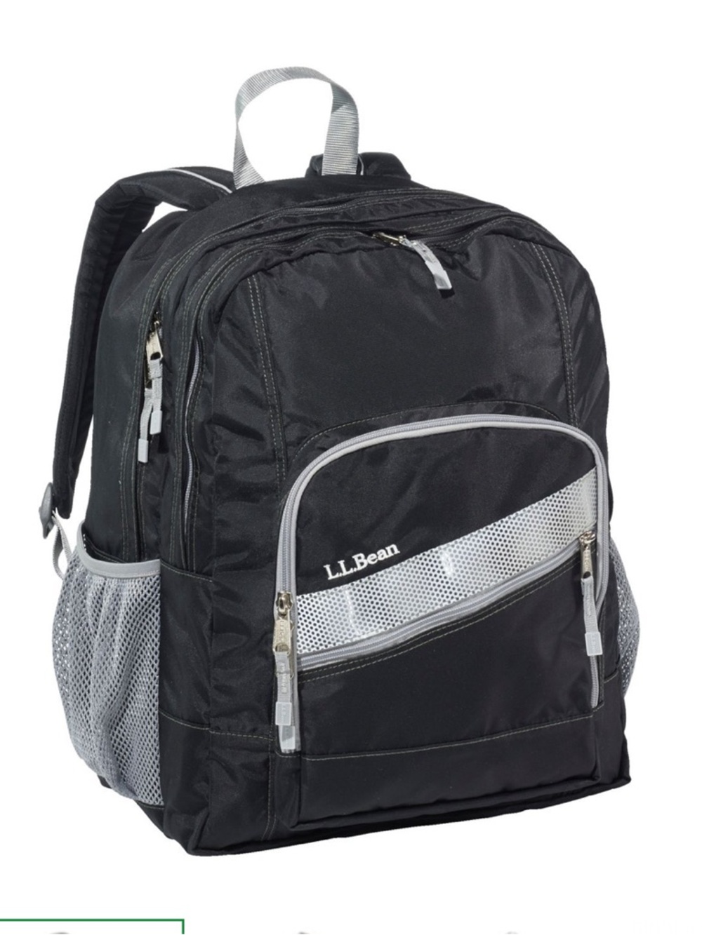 L.L. Bean Black Deluxe Book Pack 37L Backpack with Light Gray Accents, NWT